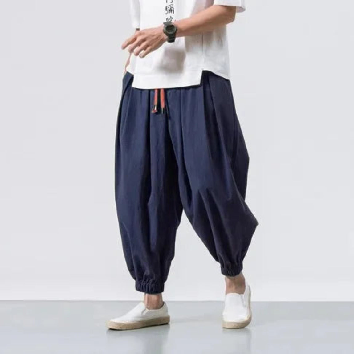 Pantalon ample homme été 👖 – coton & lin style Harajuku