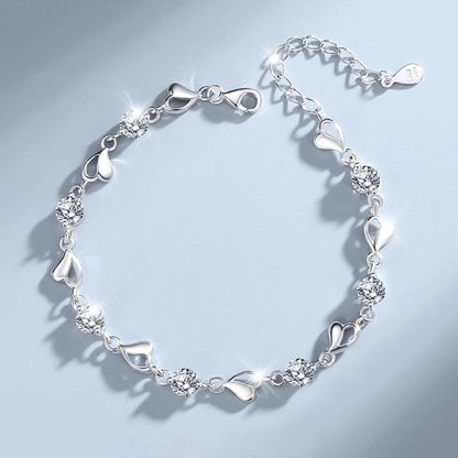 Bracelet Cœur Femme Argent 925 Style – Zircon Élégant