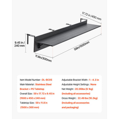 Table balcon pliante suspendue – gain de place extérieur
