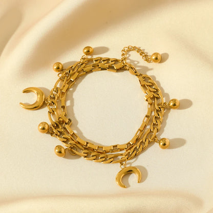 Bracelet Femme Étoiles & Lune – Plaqué Or