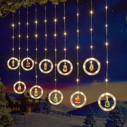 Guirlande LED Rideau Noël – Sapin & Père Noël Décor Festif