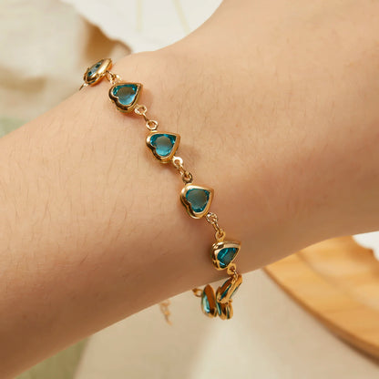 Bracelet Cœur  – Cristal Zircon-Plaqué Or Élégant
