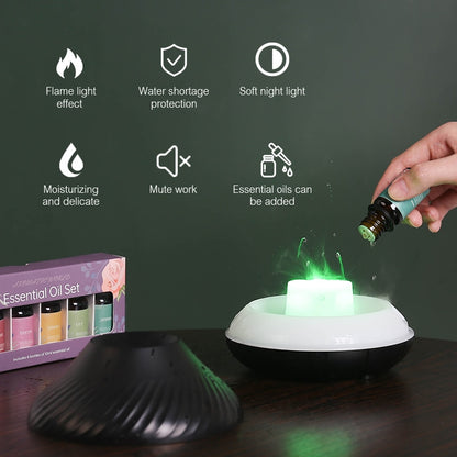 Diffuseur d'arôme volcanique, lampe d'huile essentielle, humidificateur d'air Portable USB avec flamme de couleur, veilleuse, 130ml