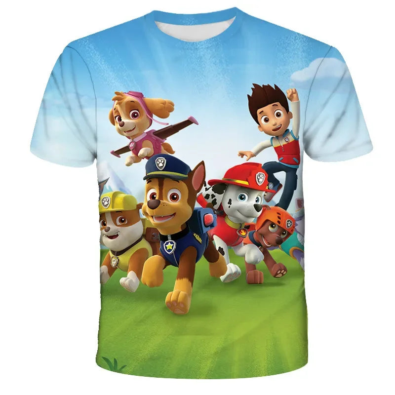 T-shirt Enfant Motif Chien Paw Patrol – Manches Courtes, Style 3D
