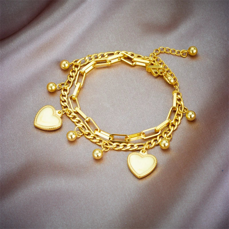Bracelet Femme Croix & Cœur – Plaqué Or