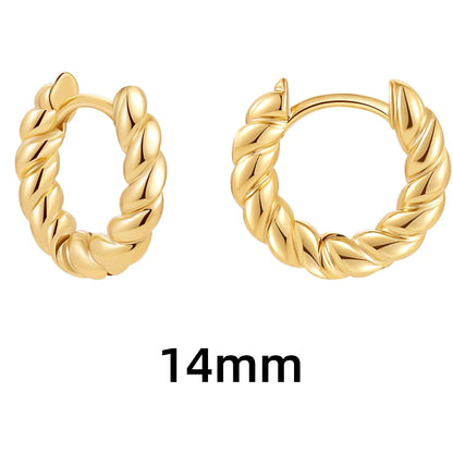Boucles d’Oreilles Créoles Torsadées Femme – Mini Huggie Dorées
