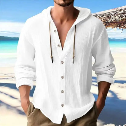 Chemise à Capuche Homme Lin Coton – Décontractée Printemps Été