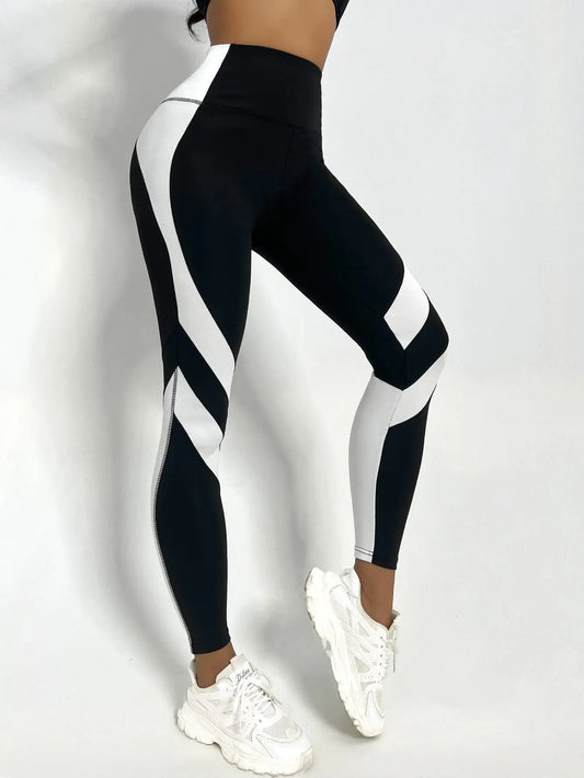Legging Femme Taille Haute – Colorblock & Tummy Control