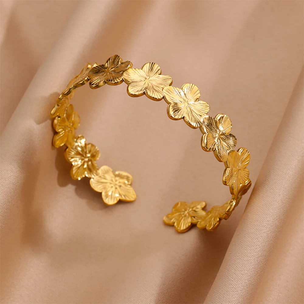 Bracelet Manchette Large Femme Doré – Acier Inoxydable