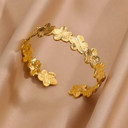 Bracelet Manchette Large Femme Doré – Acier Inoxydable