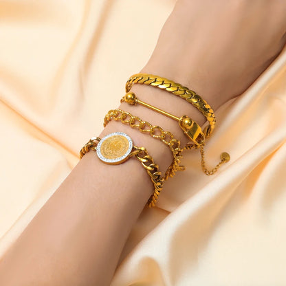 Set Collier & Bracelet Dorés Femme – Chaîne Plate Acier Inoxydable