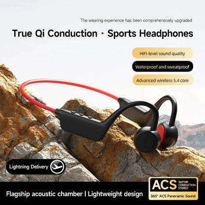 Écouteurs Sport Bluetooth 5.4 Open-Ear – Type Conduction Osseuse, IPX8 & Running