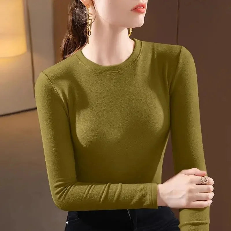 T-Shirt chaud Femme 👚 Slim Fit Manches Longues – Élégant & Confort