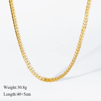 Set Collier & Bracelet Dorés Femme – Chaîne Plate Acier Inoxydable
