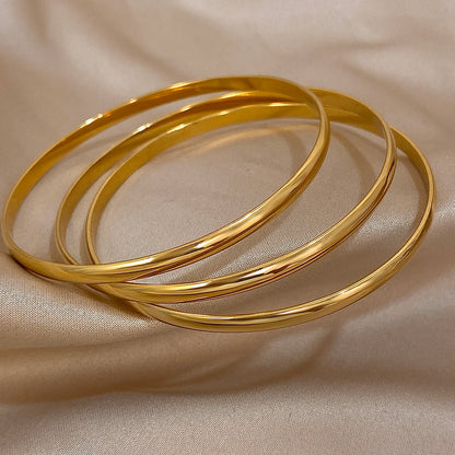 Lot 3 Bracelets Joncs Dorés 18K – Minimalistes Waterproof