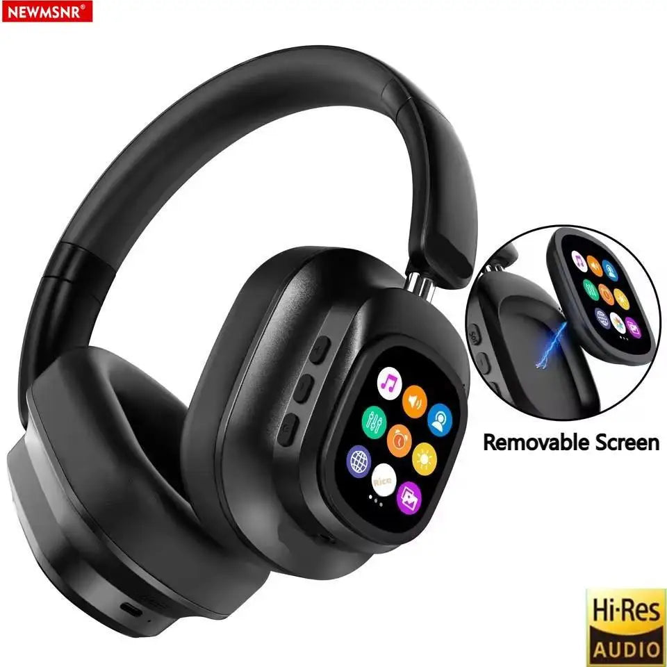 Casque Bluetooth ANC avec Écran LCD Tactile – Basses, Micro HD & Gaming