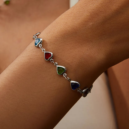 Bracelet Cœur  – Cristal Zircon-Plaqué Or Élégant