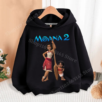 Disney Moana 2 Hoodies Enfants Nouveau Anime Mince Coton Sweat-shirt Garçons Filles Automne Hiver Chaud Pull Enfants Manches Longues