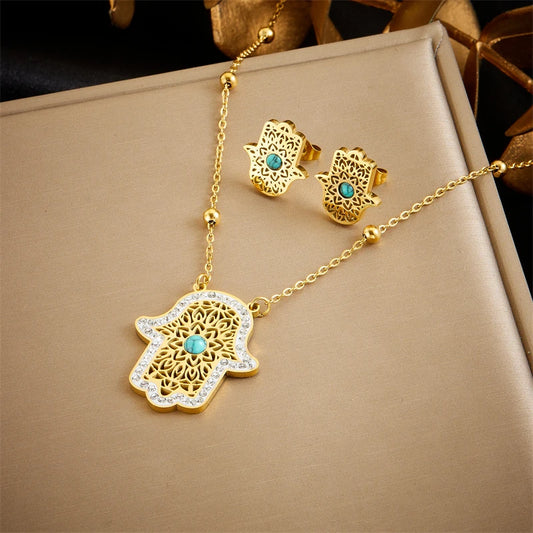 Parure Plaqué Or Bijoux Femme - Collier & Boucles