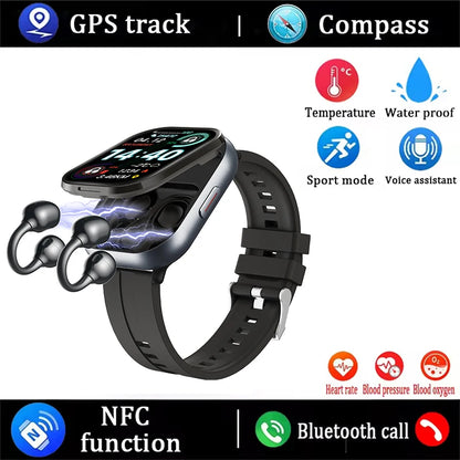Montre Connectée 2-en-1 avec Écouteurs Bluetooth – Écran HD & Modes Sport