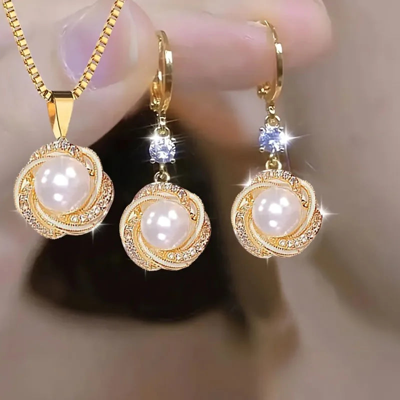 Parure Bijoux Femme Zircon – Collier & Boucles Élégantes 3 Pièces