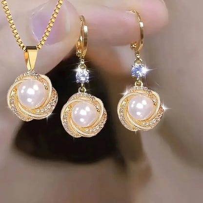 Parure Bijoux Femme Zircon – Collier & Boucles Élégantes 3 Pièces