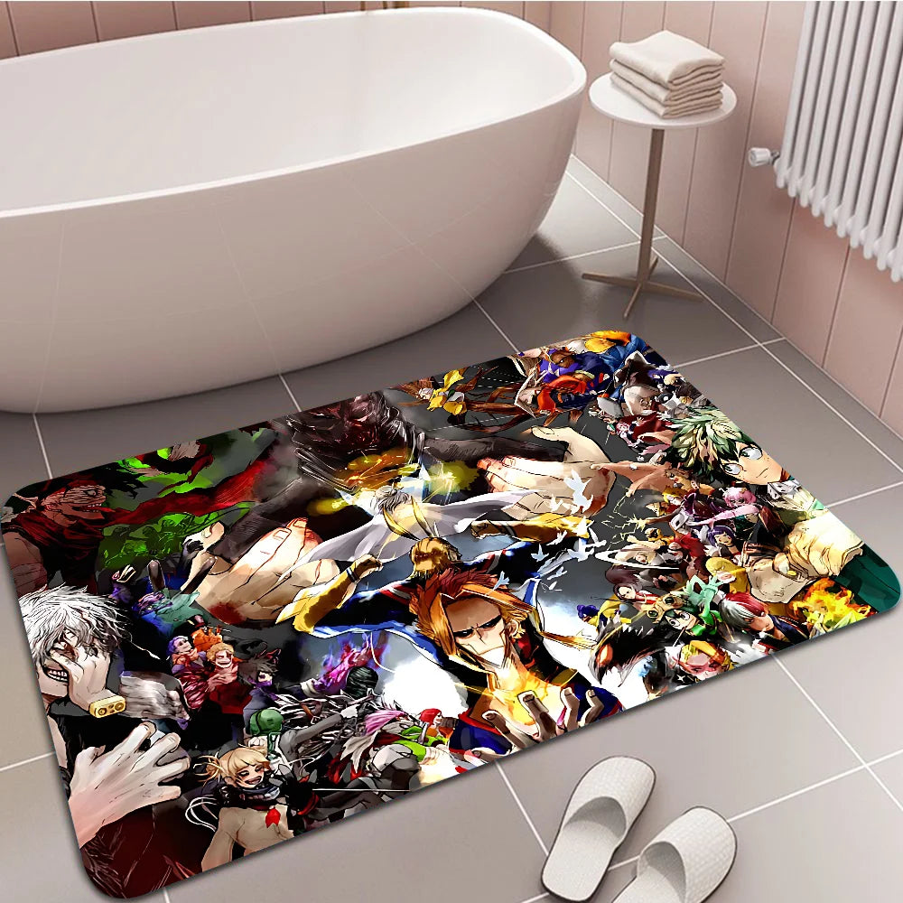 My Hero Academia Tapis de sol Imprimé graphique Flanelle Paillassons pour séjour,salon,salle de bain Cuisine Entrée Tapis Home Decor