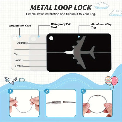 Étiquette Valise Aluminium – Tag Bagage Antiperte avec Nom