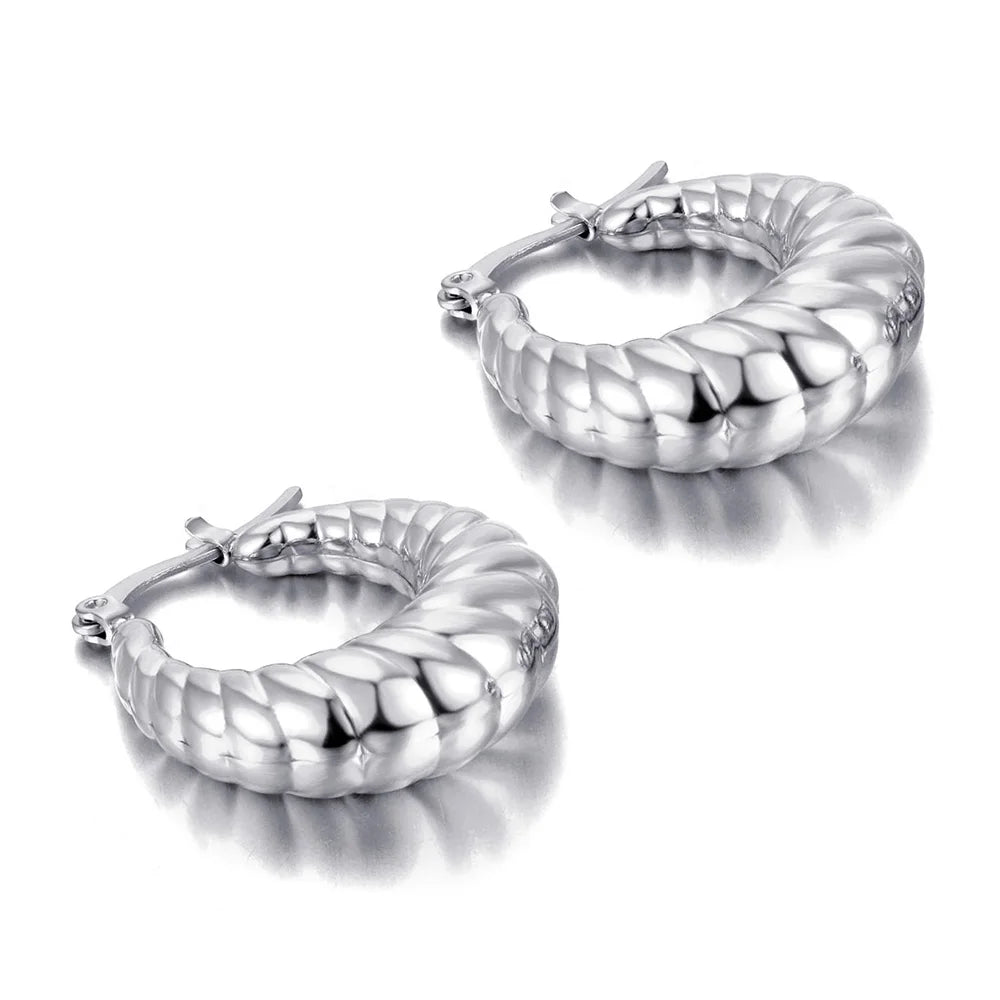 Boucles d’Oreilles Géométriques Femme – Acier Inox Plaqué Or 14K