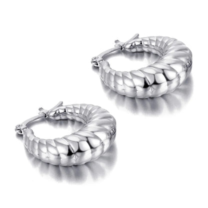 Boucles d’Oreilles Géométriques Femme – Acier Inox Plaqué Or 14K