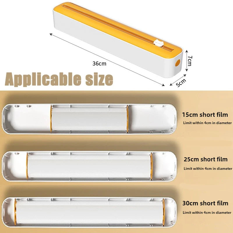 Distributeur Film Alimentaire 2-en-1 avec Cutter – Rangement Cuisine