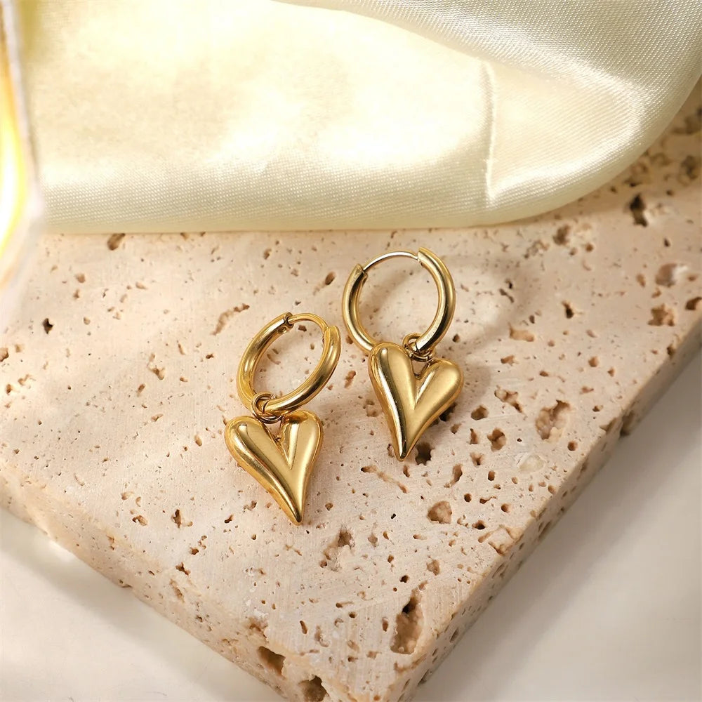 Set Bijoux Cœur Femme – Collier, Bracelet & Boucles Plaqué Or 18K