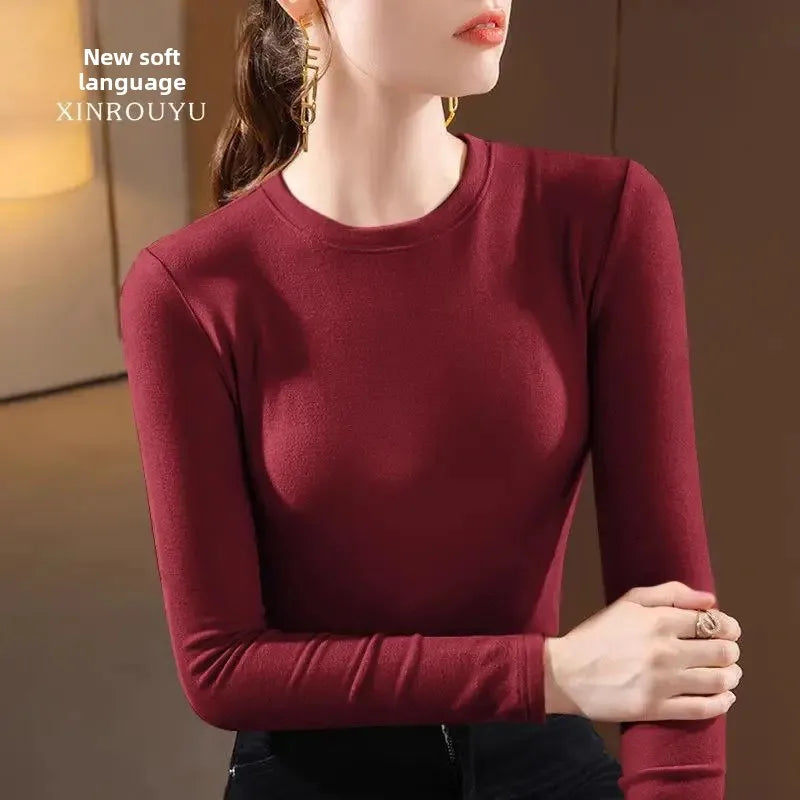 T-Shirt chaud Femme 👚 Slim Fit Manches Longues – Élégant & Confort