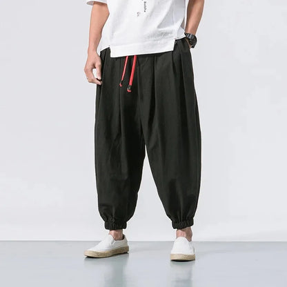 Pantalon ample homme été 👖 – coton & lin style Harajuku