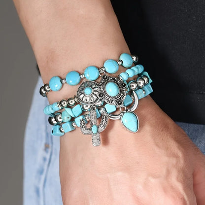 Bracelet Bohème Perles Turquoise – Style Western Chic