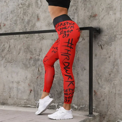 Legging Femme Sport Taille Haute – Push-Up Imprimé Lettres