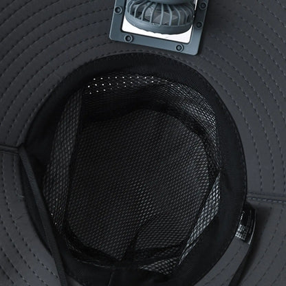 Chapeau Ventilateur Solaire Rechargeable – Large Bord, Camping & Été