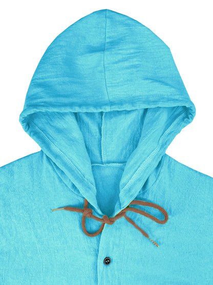 Chemise à Capuche Homme Lin Coton – Décontractée Printemps Été