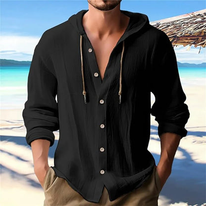 Chemise à Capuche Homme Lin Coton – Décontractée Printemps Été