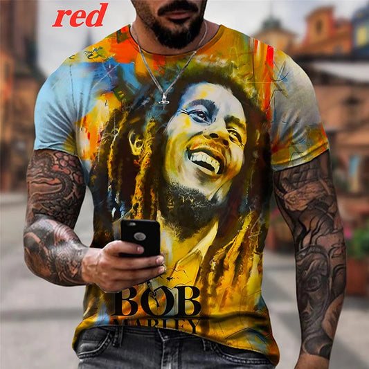 T-shirt Bob Marley homme, imprimé 3D, style hip-hop été