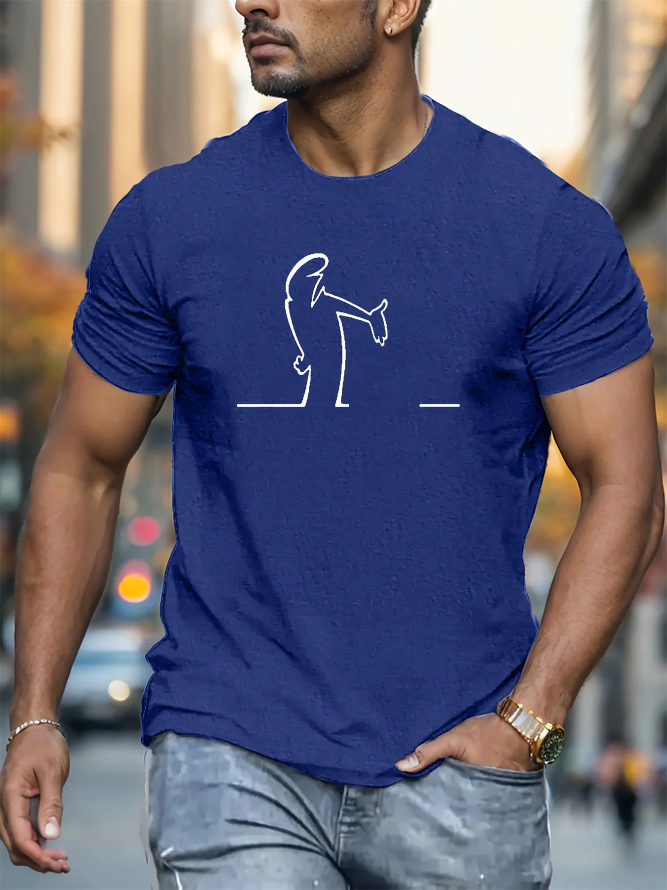 T-shirt Homme Été 100% Coton – Imprimé Original, Décontracté