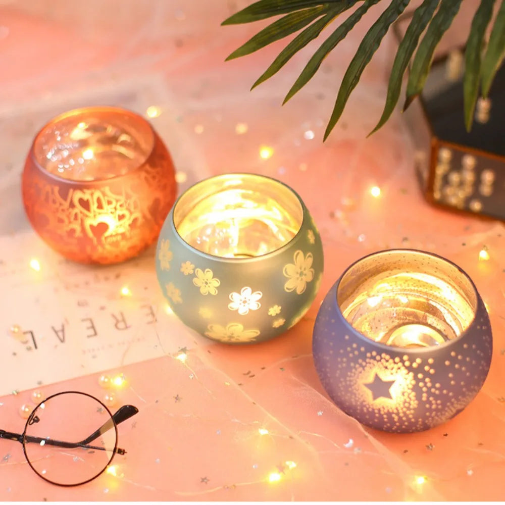 Photophore Étoilé 🎄 Verre Coloré pour Bougie & Déco Noël
