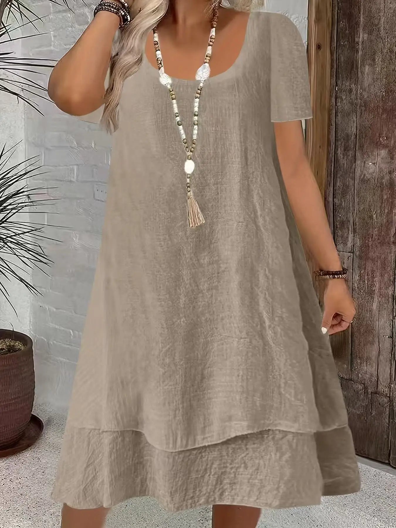 Robe Femme Casual Double Couche – Coupe Ample, Légère & Confortable