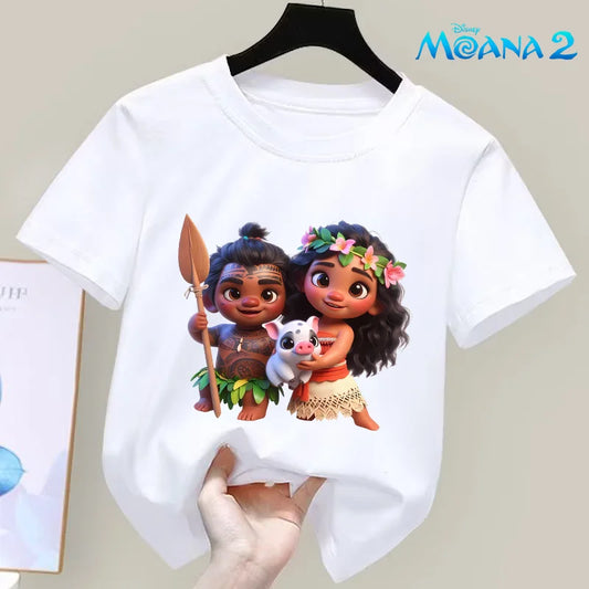 T-shirt Moana 2 enfant été coton blanc ou noir respirant