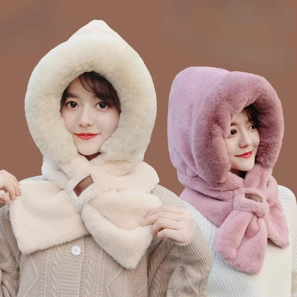 Bonnet Écharpe Hiver Femme – Chapeau Polaire Chaud 2-en-1