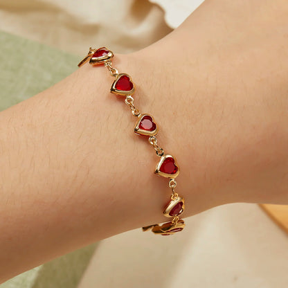 Bracelet Cœur  – Cristal Zircon-Plaqué Or Élégant
