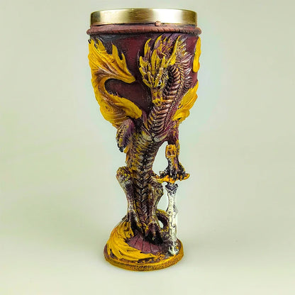 Calice Dragon 🐉 – Coupe médiévale inox & résine 3D décorative