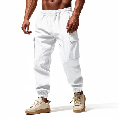 Pantalon Cargo Homme Coton – Décontracté Outdoor, Taille Cordon