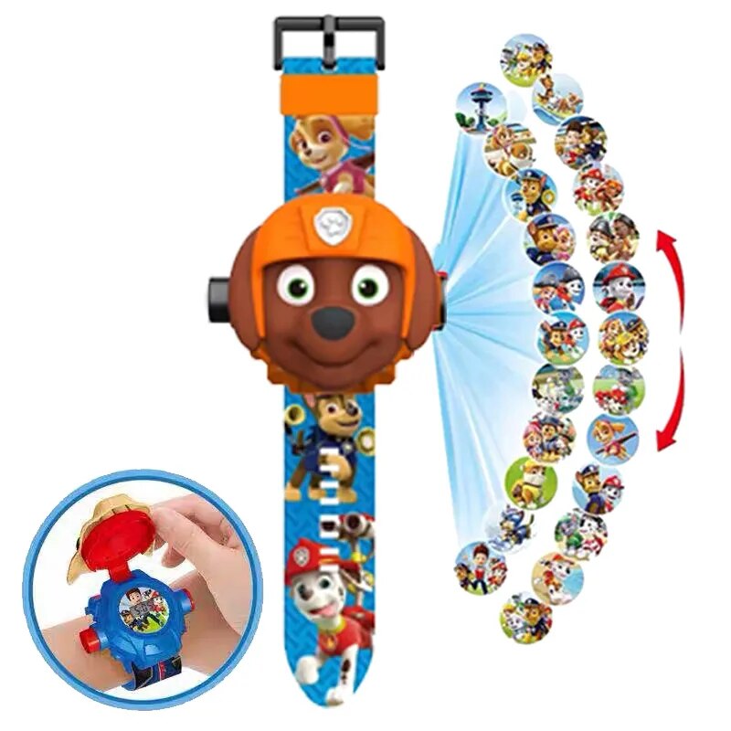 Montre de projection 3D Paw Patrol pour enfants, Chase Marshall Rocky, modèle de dessin animé, ensemble de jouets de figurines d'action, bracelet Animé