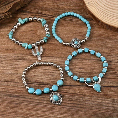 Bracelet Bohème Perles Turquoise – Style Western Chic